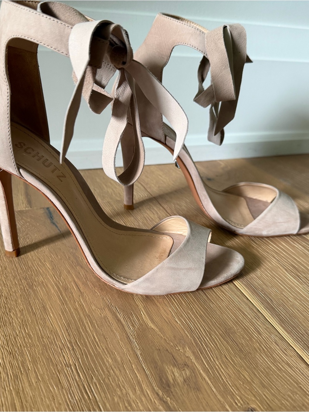 SCHUTZ Budd Suede Ankle-Tie Stiletto Sandals